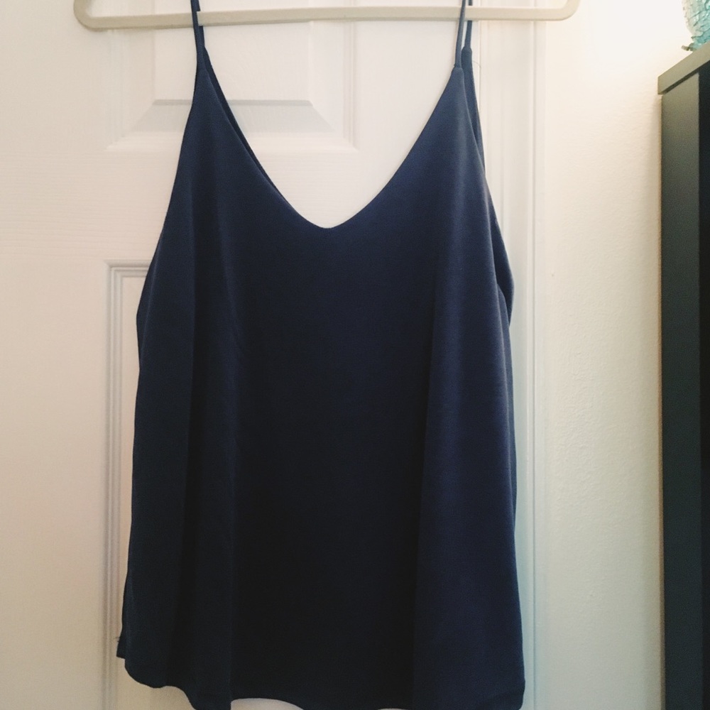 strappy, flowy, blue top